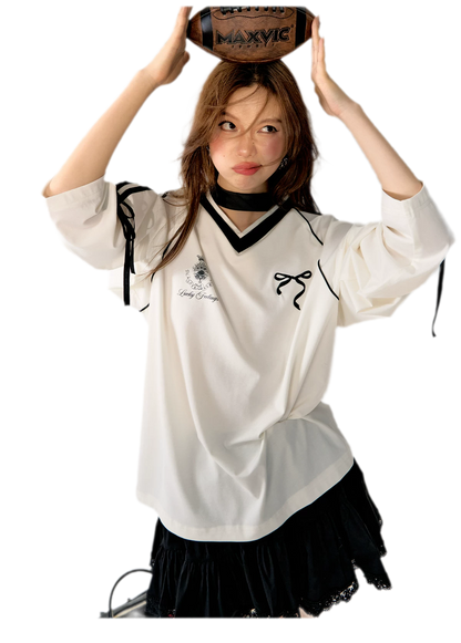 Blokette Jersey V-Neck Set