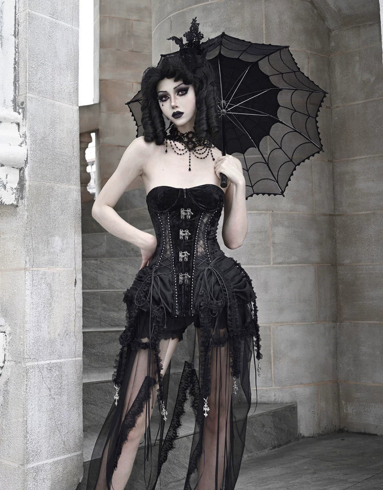 Áo corset bustier nhung lồng chim