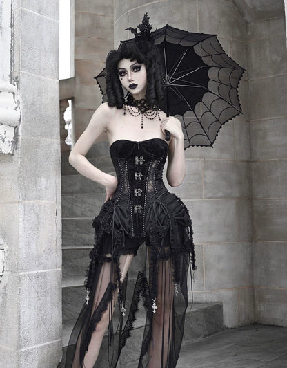 Áo corset bustier nhung lồng chim