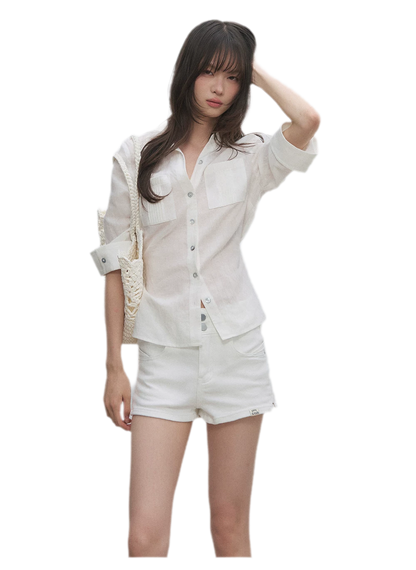 Tencel Linen Cinched Shirt