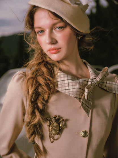 Vintage Belted Trench Skirt Set