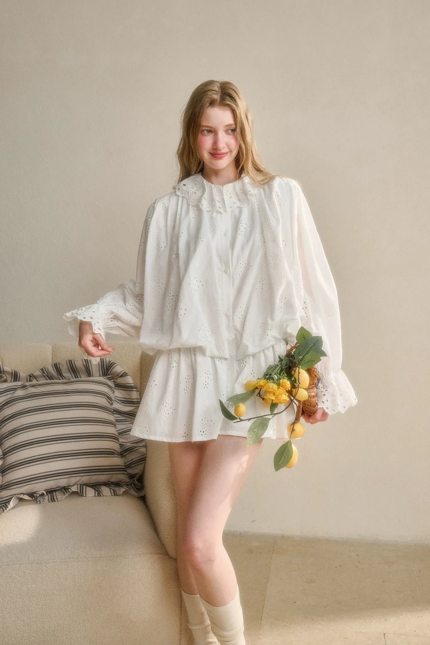 Embroidered Jacquard Shirt Dress