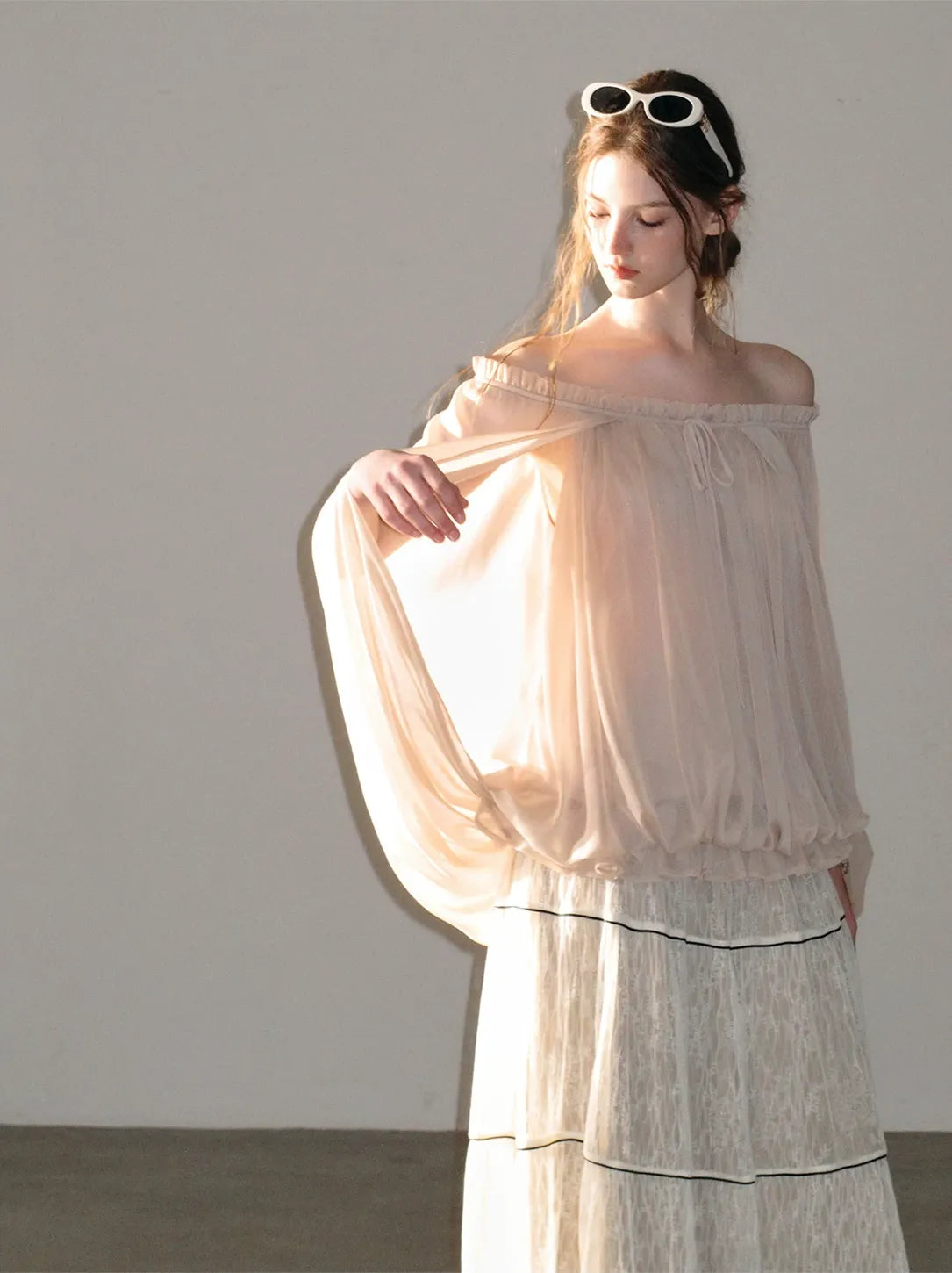 Crinkled Off-Shoulder Top