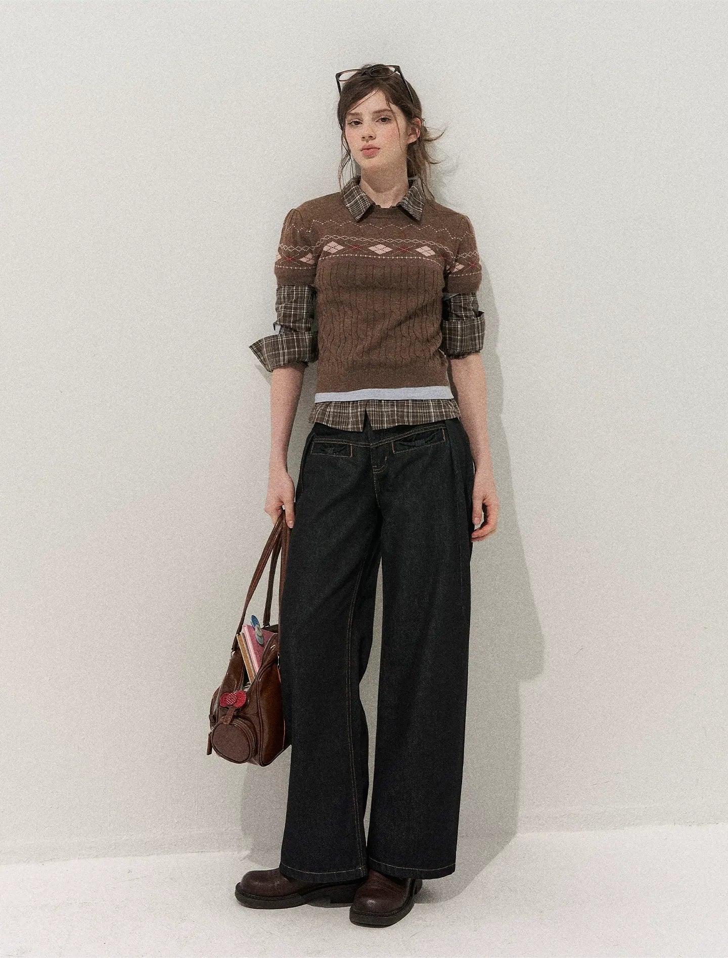 Fair Isle Cropped Knit Sweater