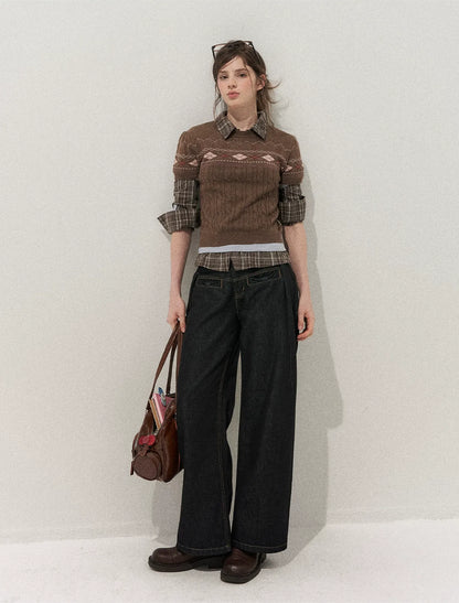 Fair Isle Cropped Knit Sweater