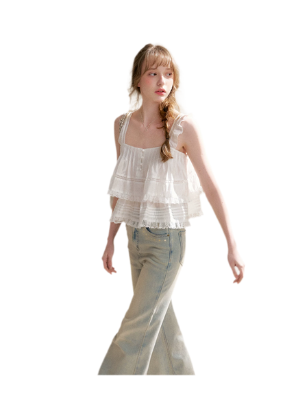 Lace Edge Camisole and Skirt Set