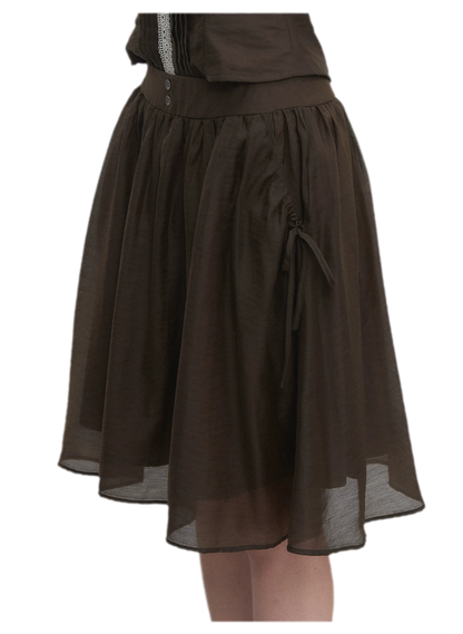 Tie-Neck Flared Skirt Set