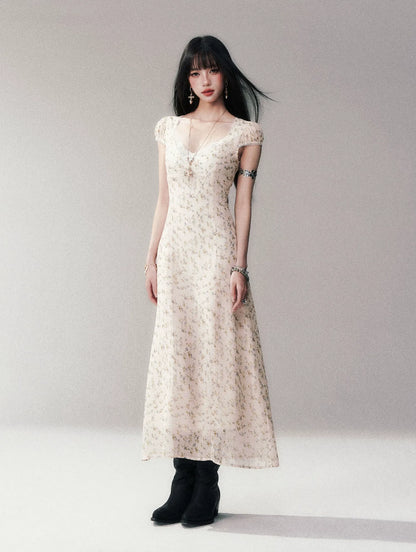 Lace V-Neck Long Dress