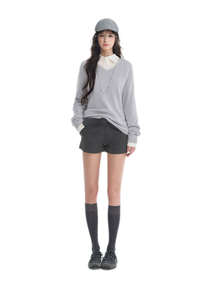 Brushed V-Neck Wool Sweater