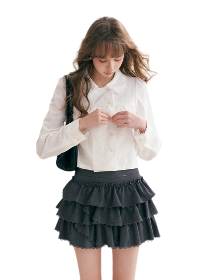 Layered Ruffle A-Line Skirt
