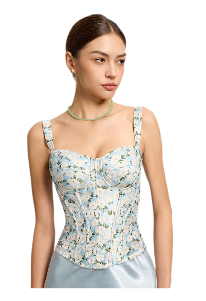 Jacquard Camellia Corset Top