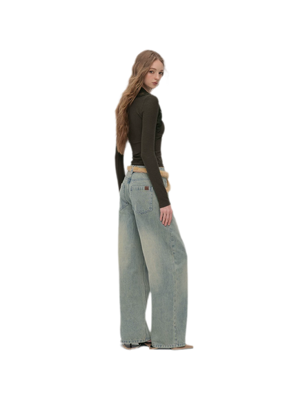 Vintage Washed Wide-Leg Jeans