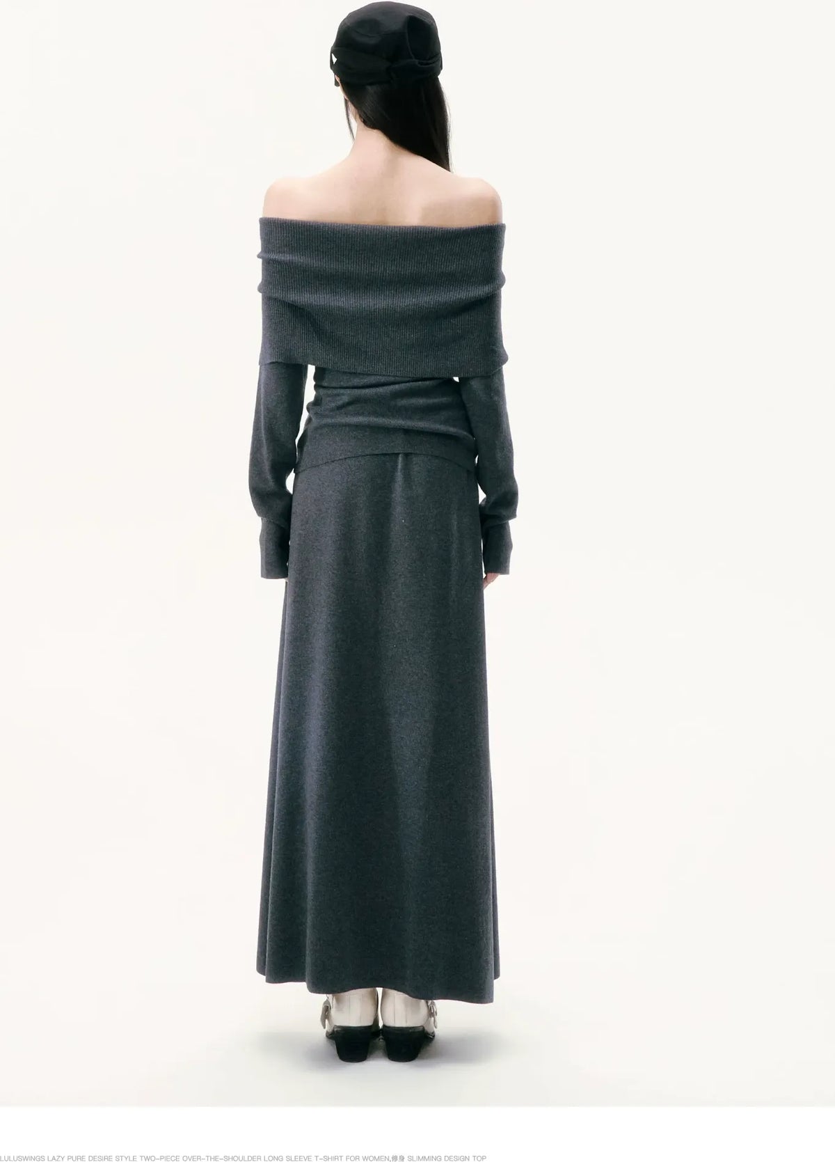 Wool Blend Off-Shoulder Skirt Set — Load image 20 in gallery view