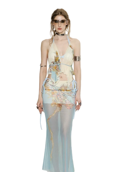 Island Climate Printed Mesh Camisole &amp; Skirt Set