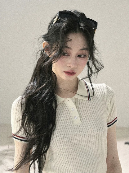 Ribbed Knit Polo Set