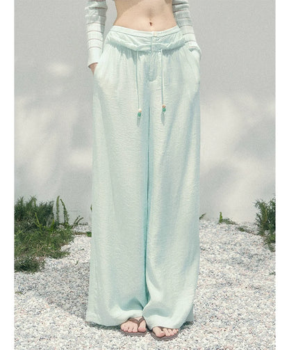 Wide-Leg Embroidered Pants