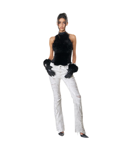 Gilet dos nu en fourrure dégradée