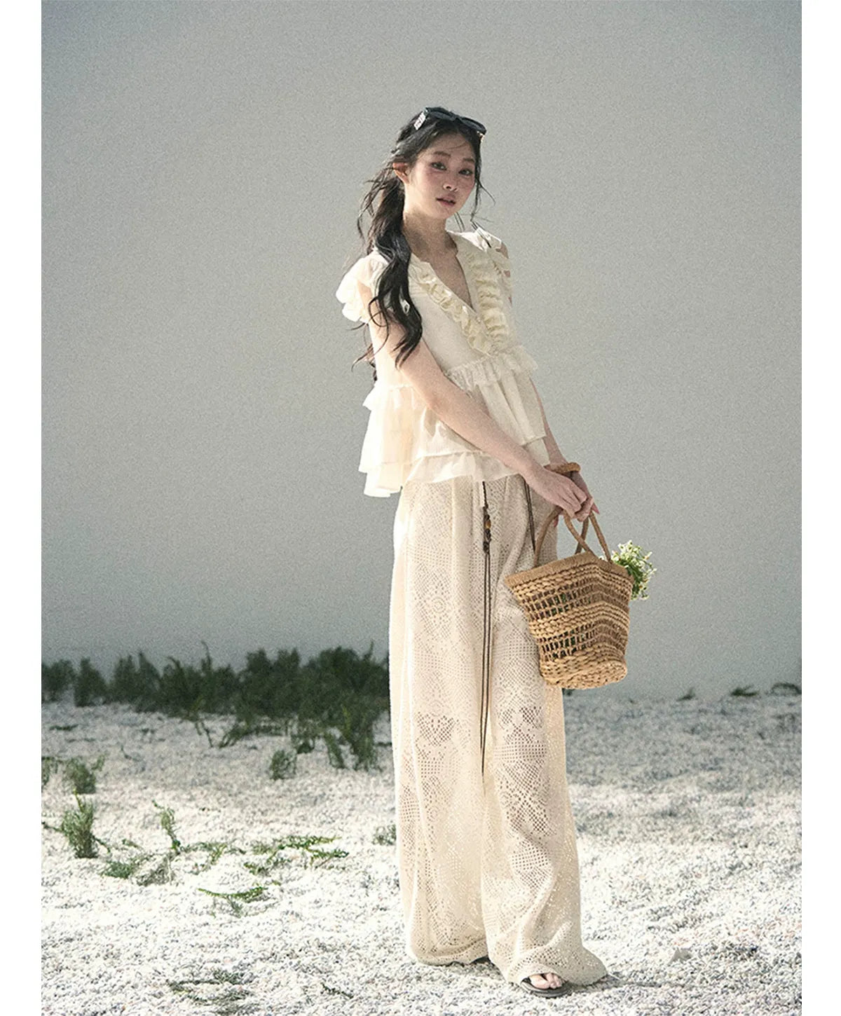 Hollow Wide-Leg Pants