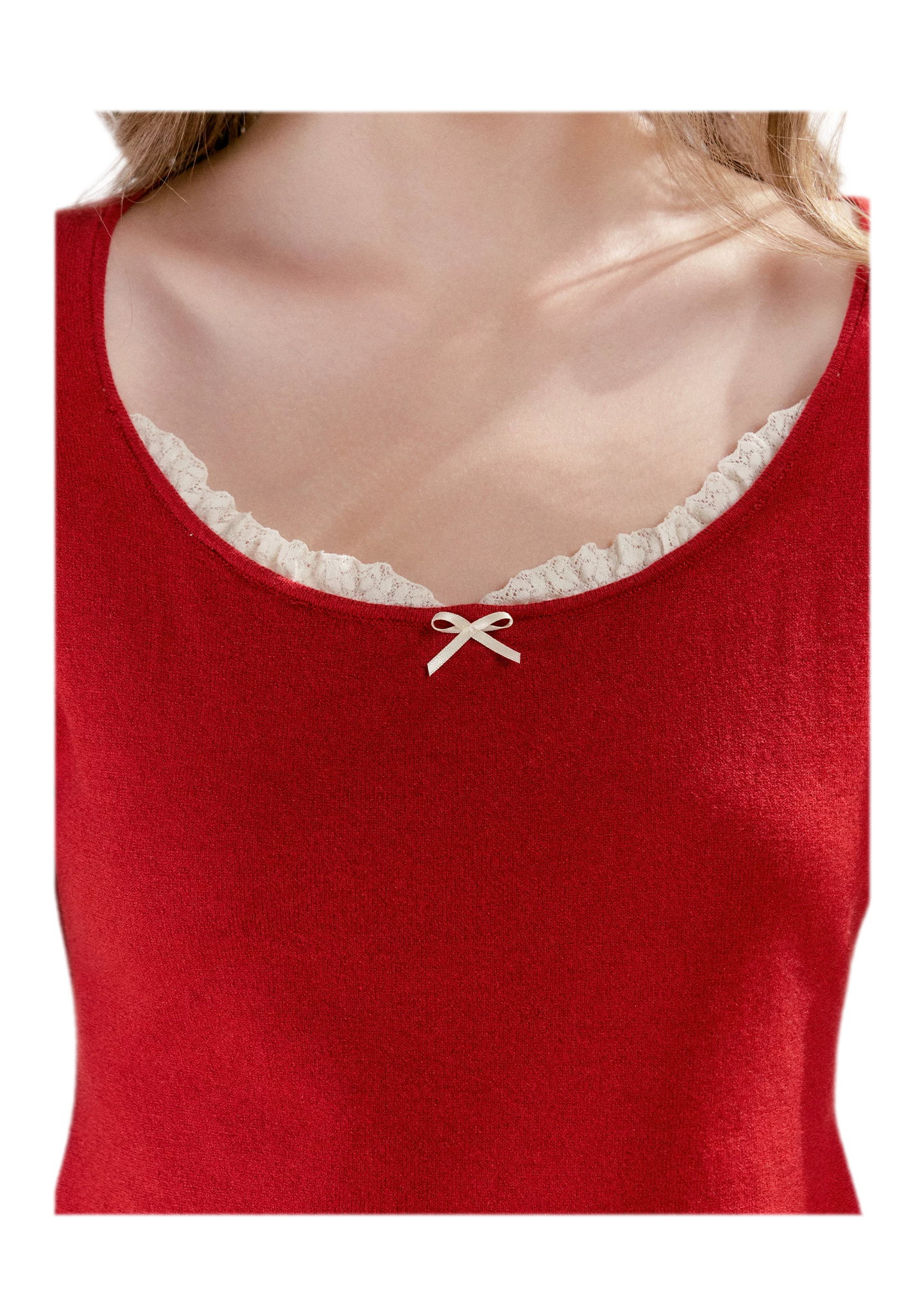 Lace Trim Square Neck Tee