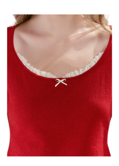 Lace Trim Square Neck Tee