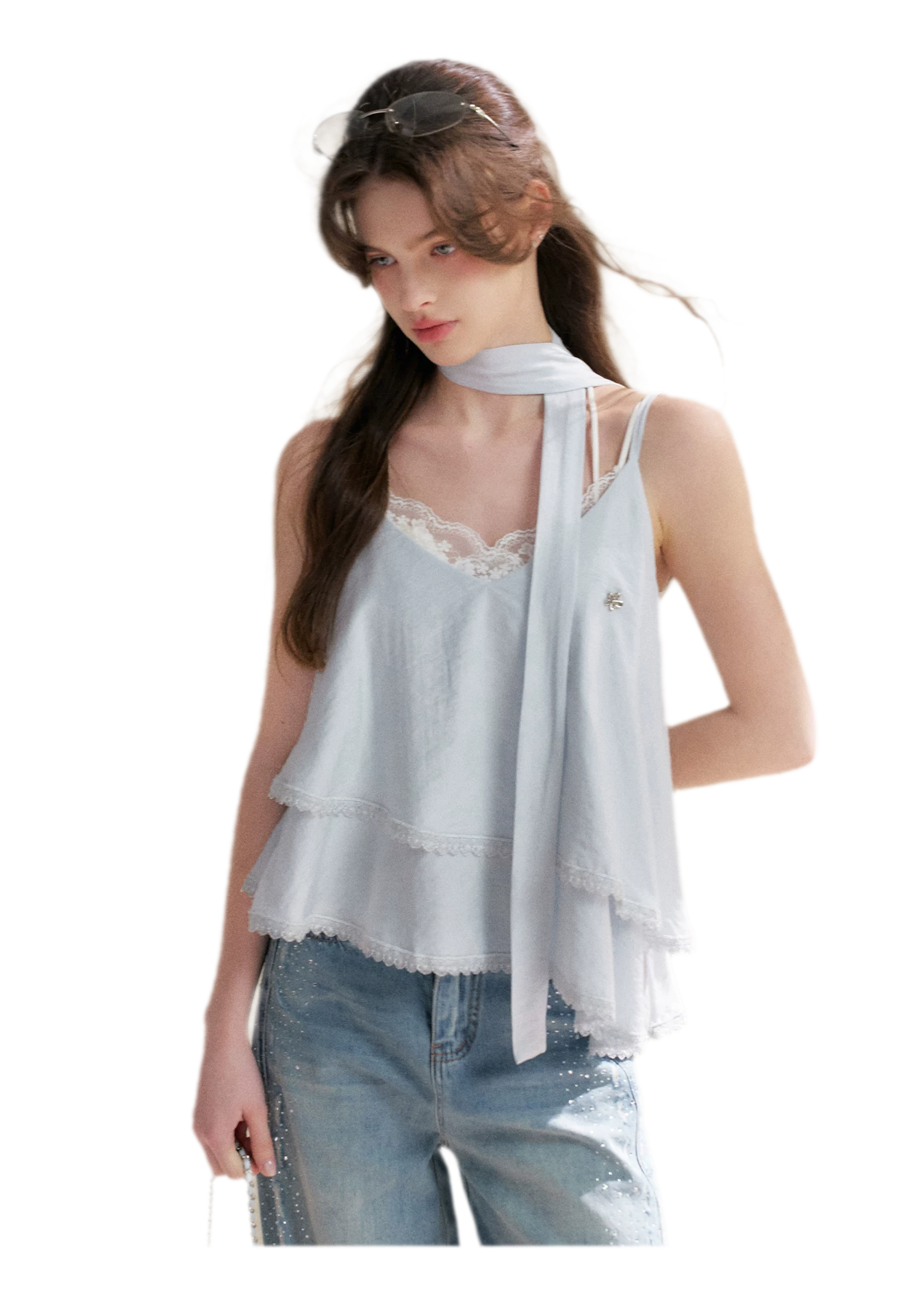 Asymmetrical Lace V-Neck Camisole