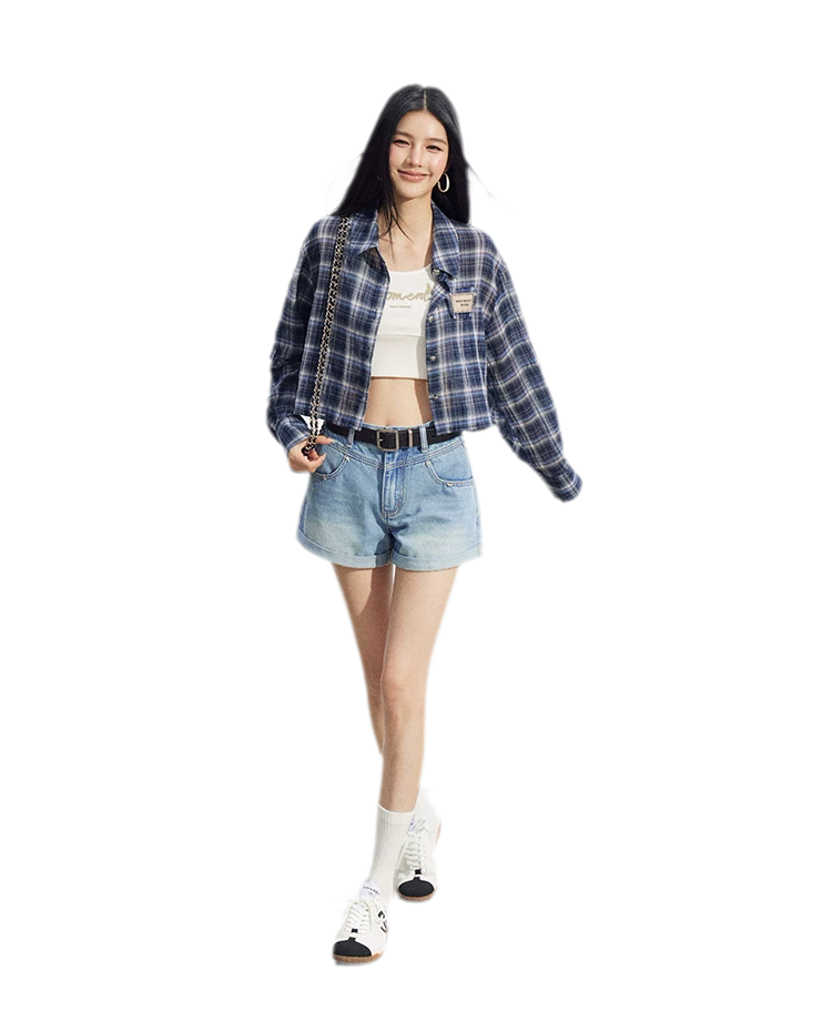 Embroidered Denim Shorts