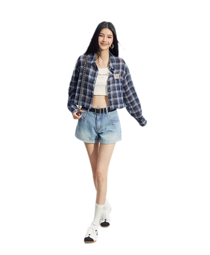Embroidered Denim Shorts