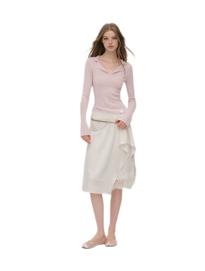 Wool Ribbed Polo Top