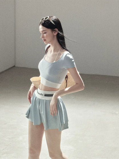 Contrast Layered Tennis Skort Set