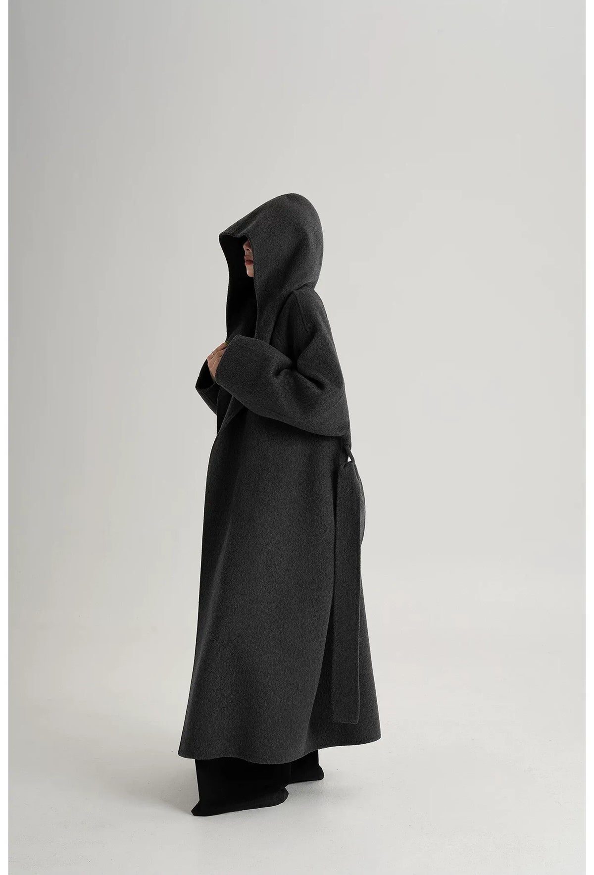 Hand-Sewn Oversized Hooded Wool Coat