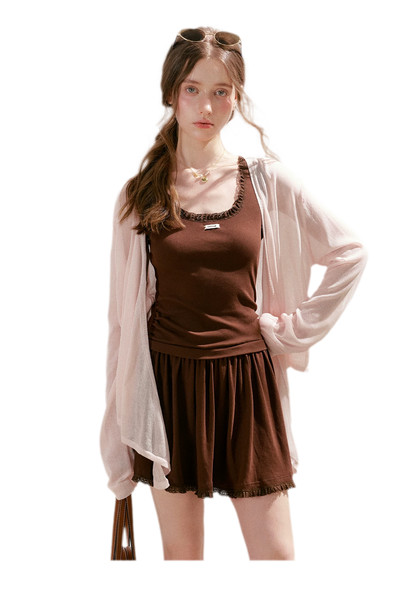 Airy Layered Short Knit Cardigan