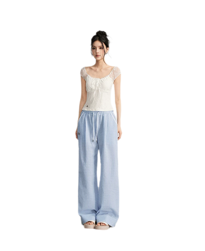Plaid Wide-Leg Trousers