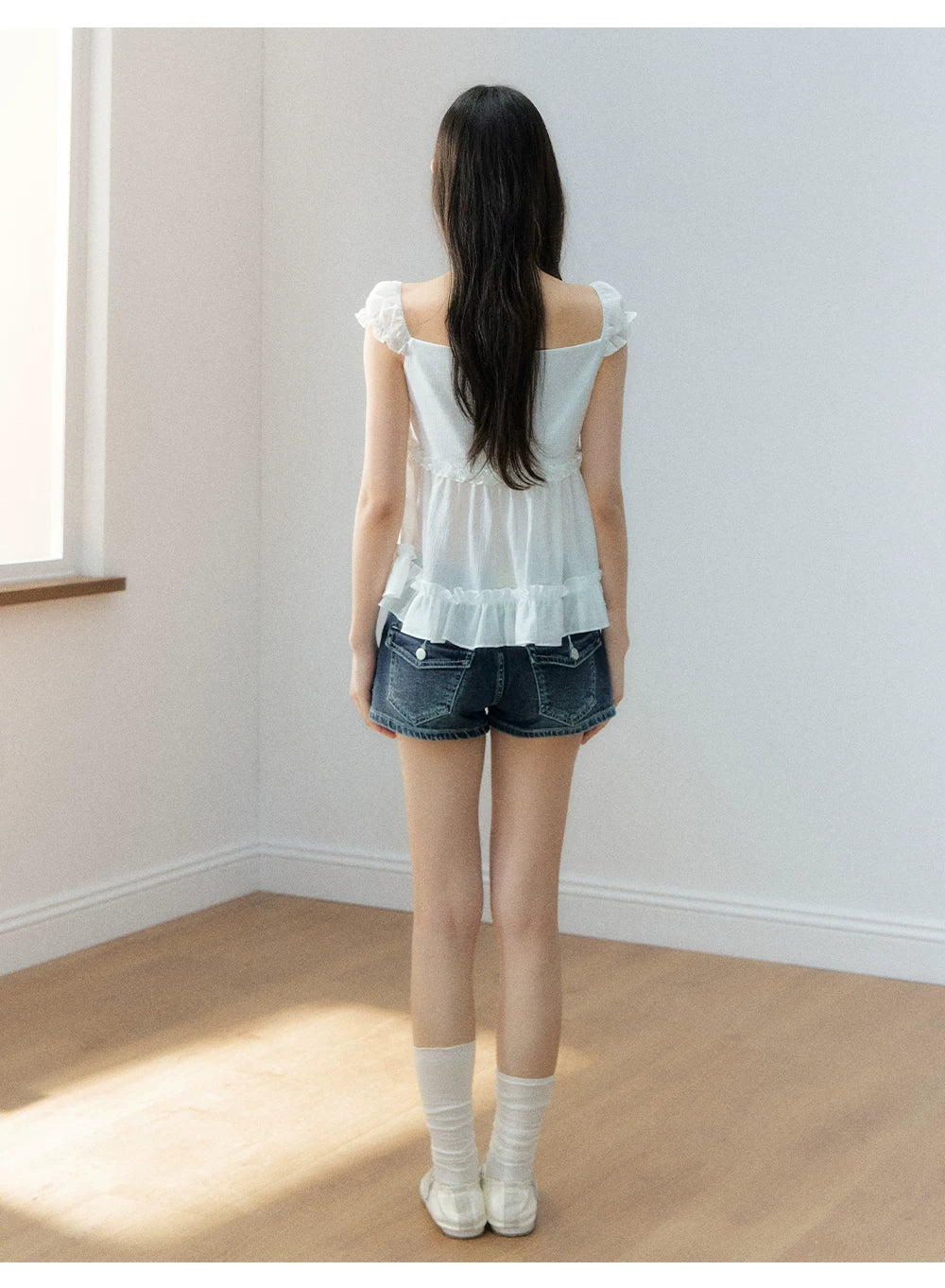 Korean Style Lace Spliced Doll Blouse