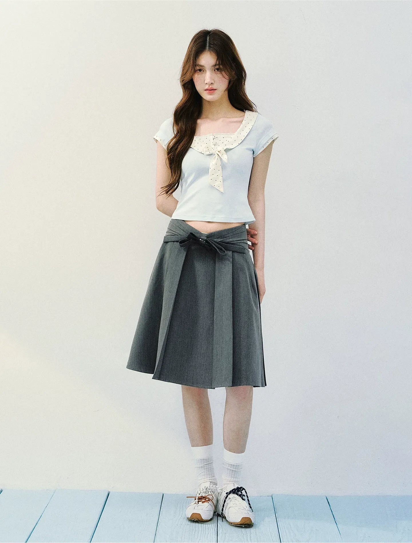 Bow Tie Floral Patchwork Short Sleeve T-Shirt