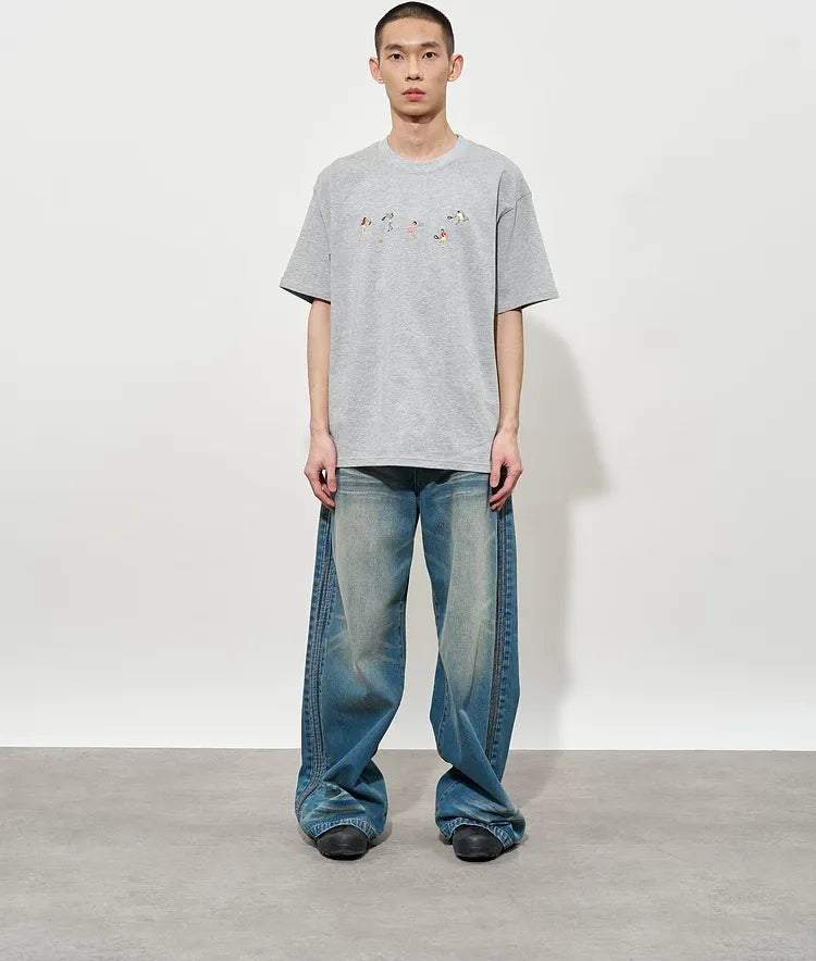 Hand Drawn Tennis Embroidery Tee