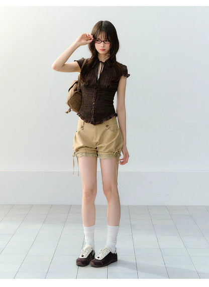 Original Mulberry Silk Lyocell Shirred Waist Blouse