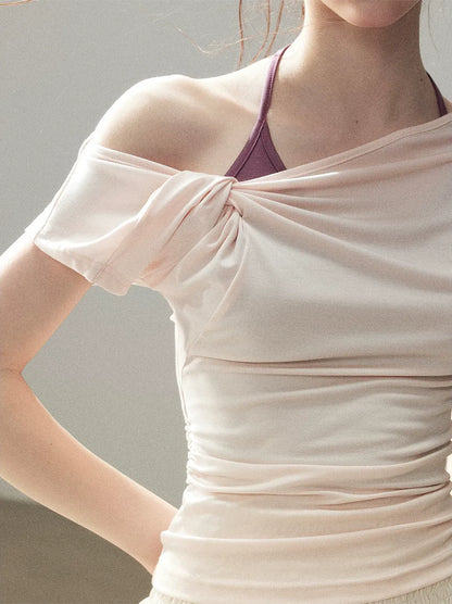 Asymmetric Twist Off-Shoulder Tee