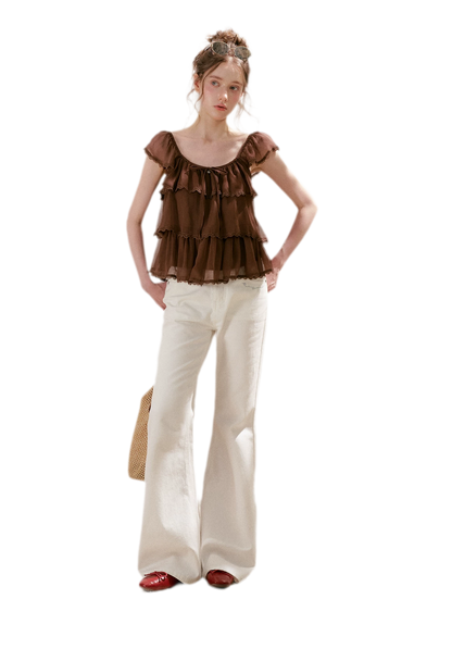 Tiered Ruffle Chiffon Blouse