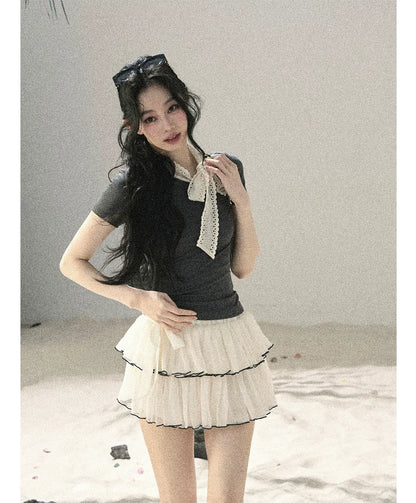Grey Bow Short T-Shirt
