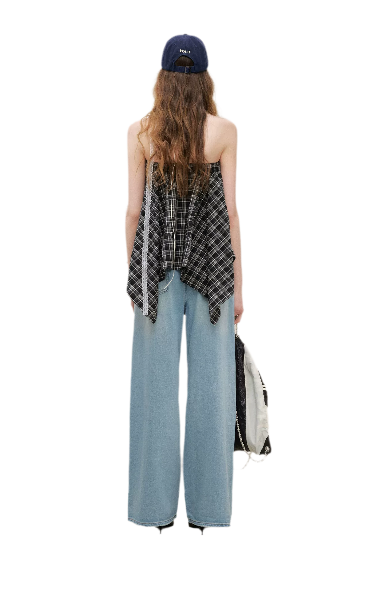 Asymmetric Lace Patchwork Plaid Skirt/Top