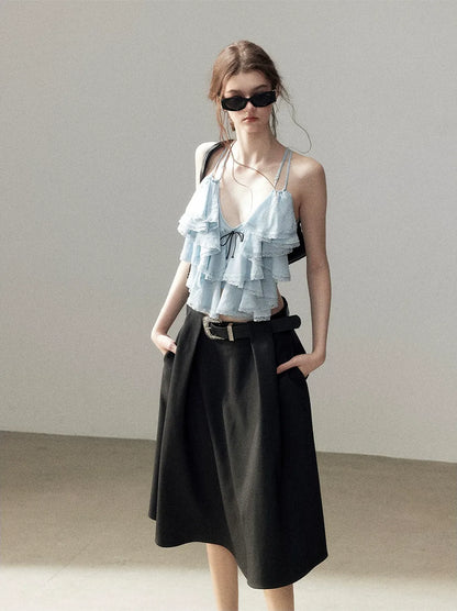 Pleated V-Neck Set