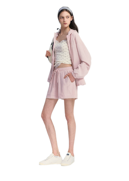 Lace Trim Drawstring Set
