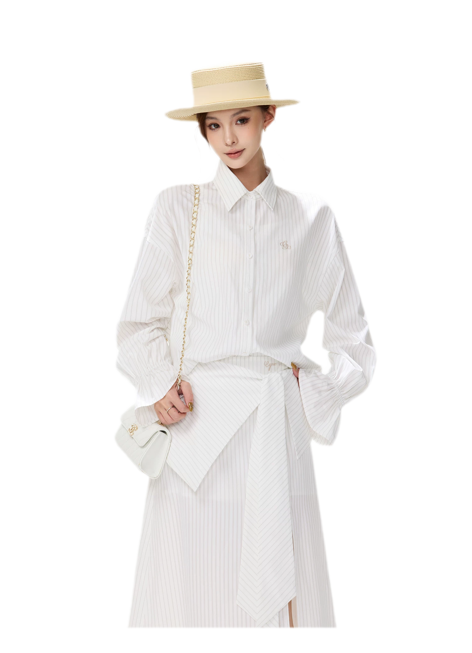 Striped Bow Tie Skirt Set