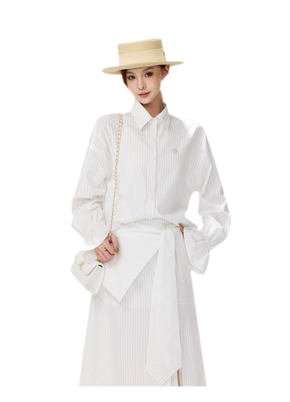 Striped Bow Tie Skirt Set