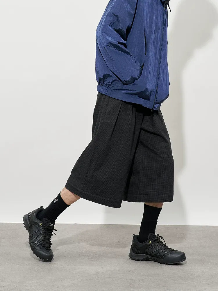 Detachable Check Straight-Leg Trousers