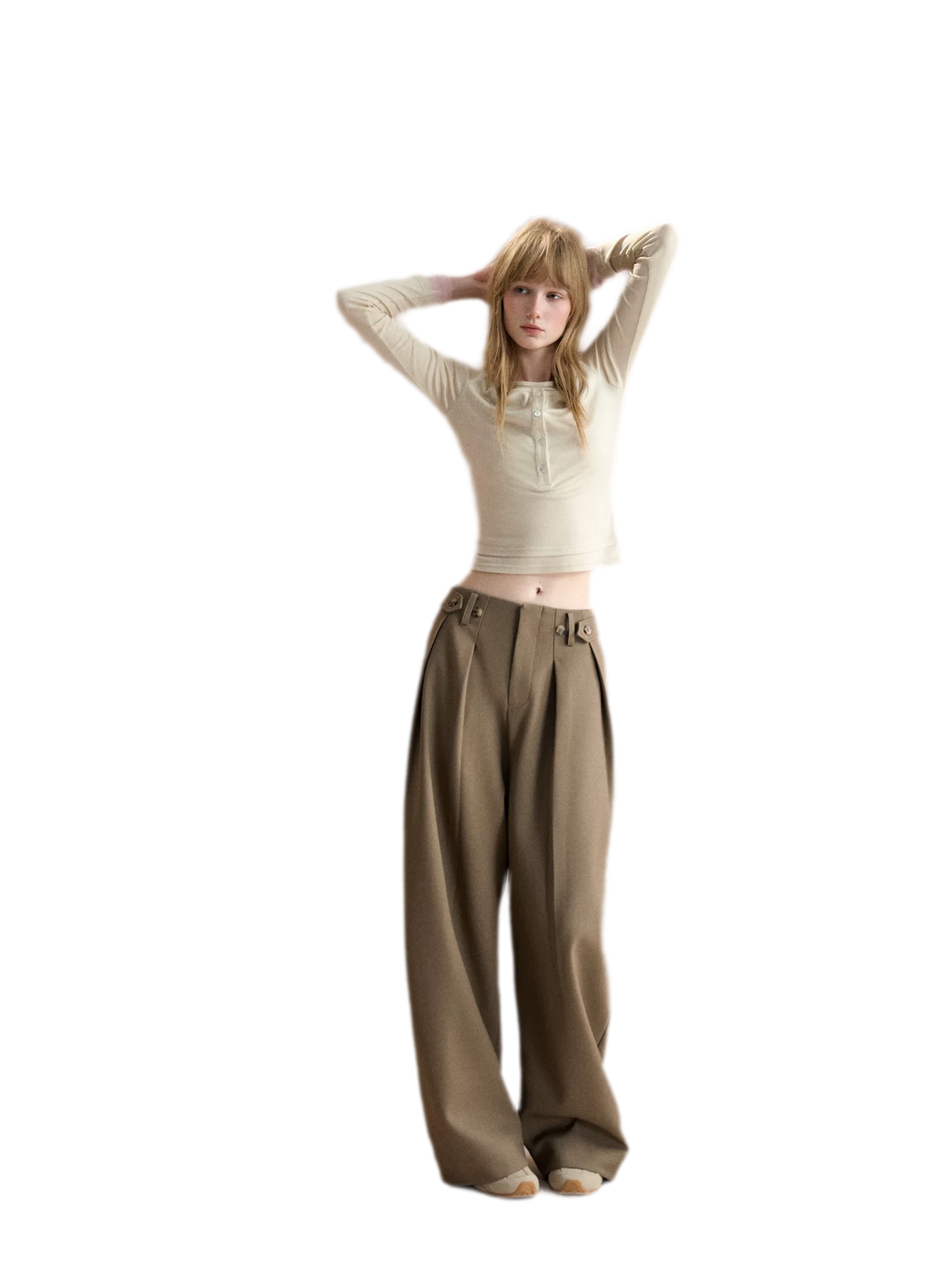 Double Pleat Curved Trousers