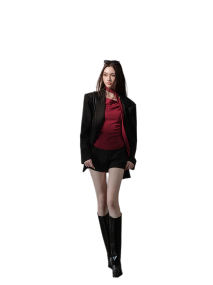 Ribbon Asymmetric Knit Top