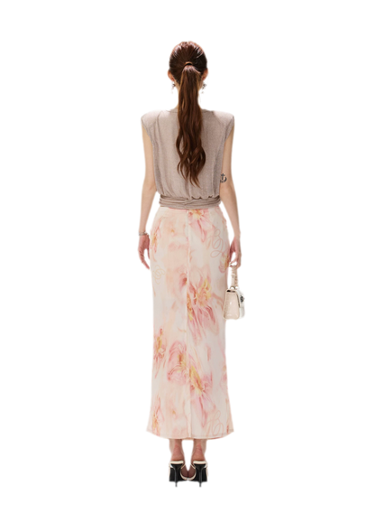 Floral Satin Mermaid Skirt