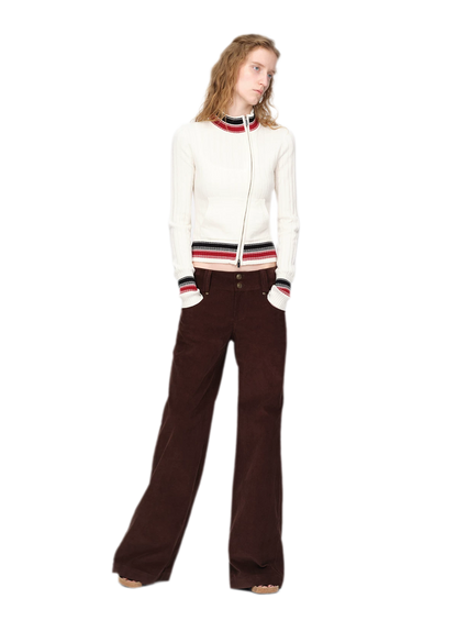 Washed Corduroy Wide-Leg Trousers