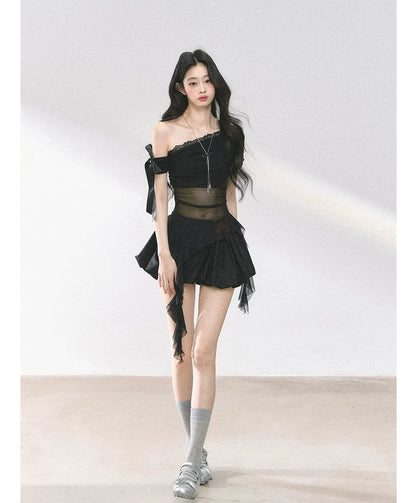 Sheer Asymmetric Mesh Tee